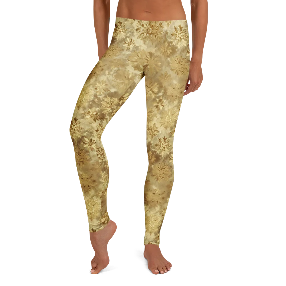 Champagne Damask on Leggings — Front