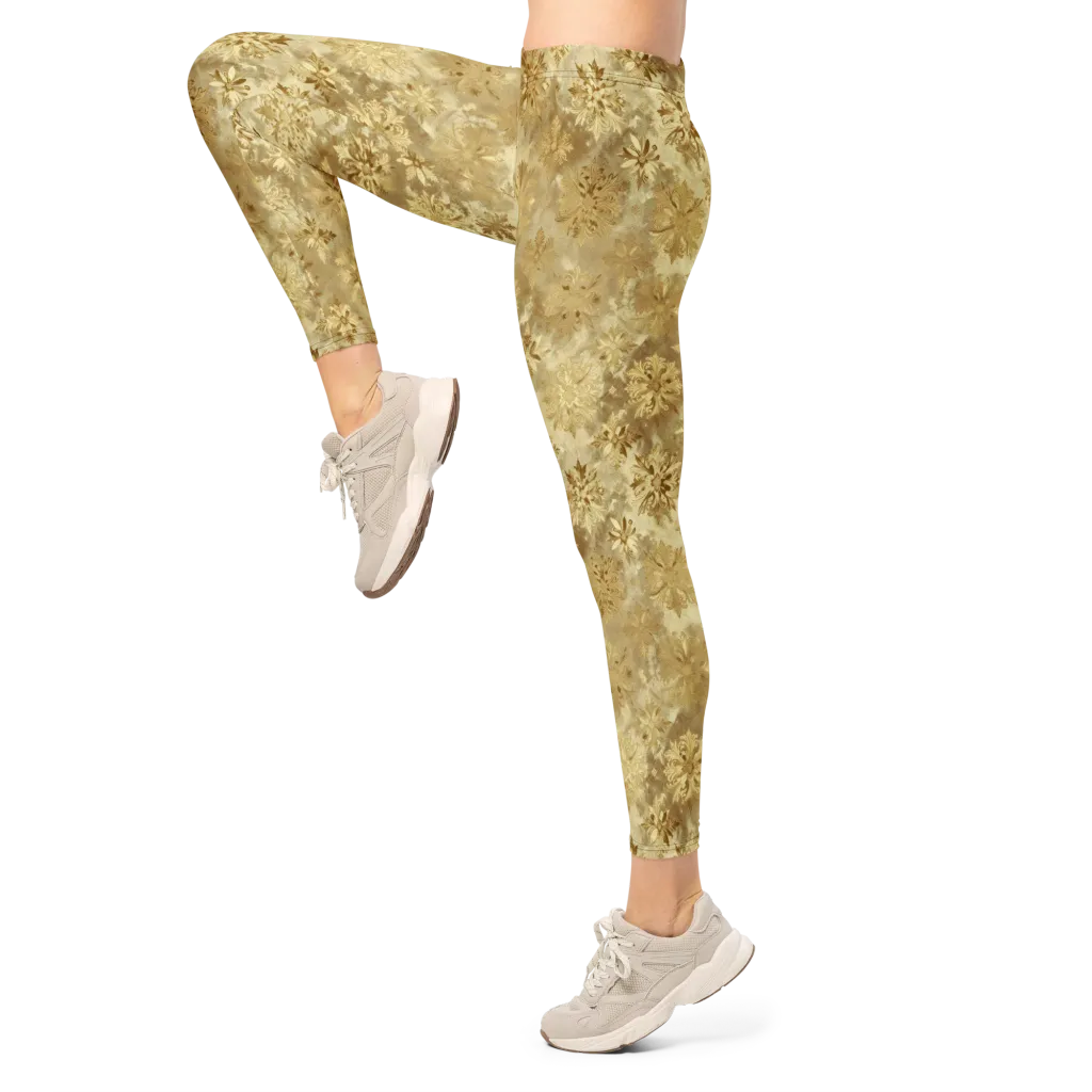 Champagne Damask on Leggings — Left
