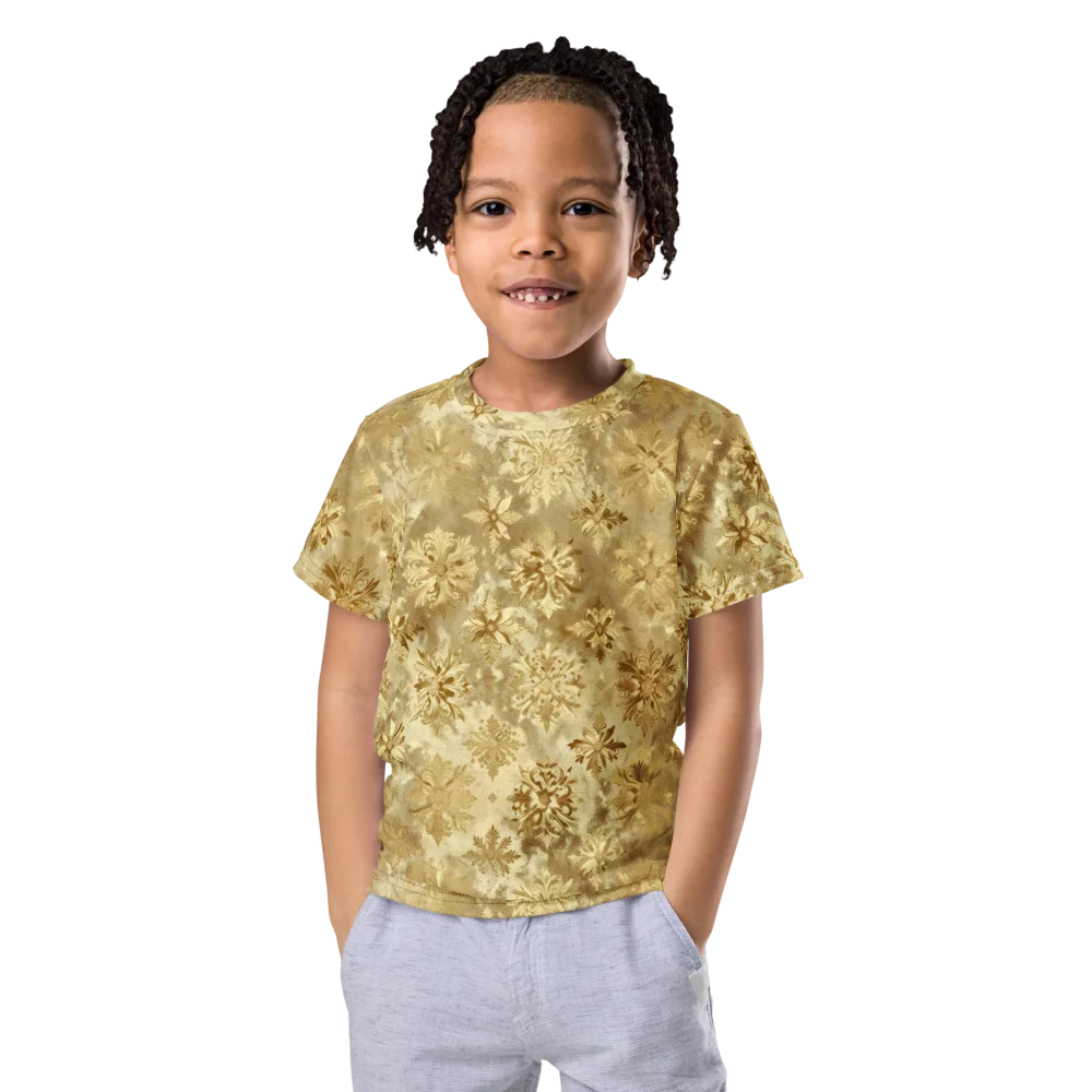 Champagne Damask on Kids Crew Neck T-Shirt — Front