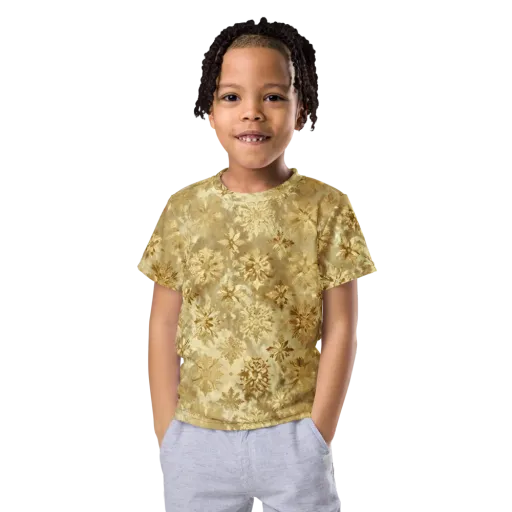 Champagne Damask on a Kids Crew Neck T-Shirt