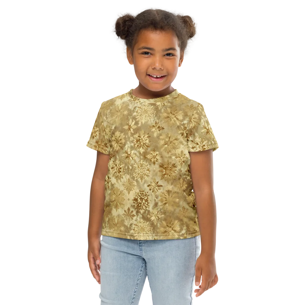 Champagne Damask on Kids Crew Neck T-Shirt — Front
