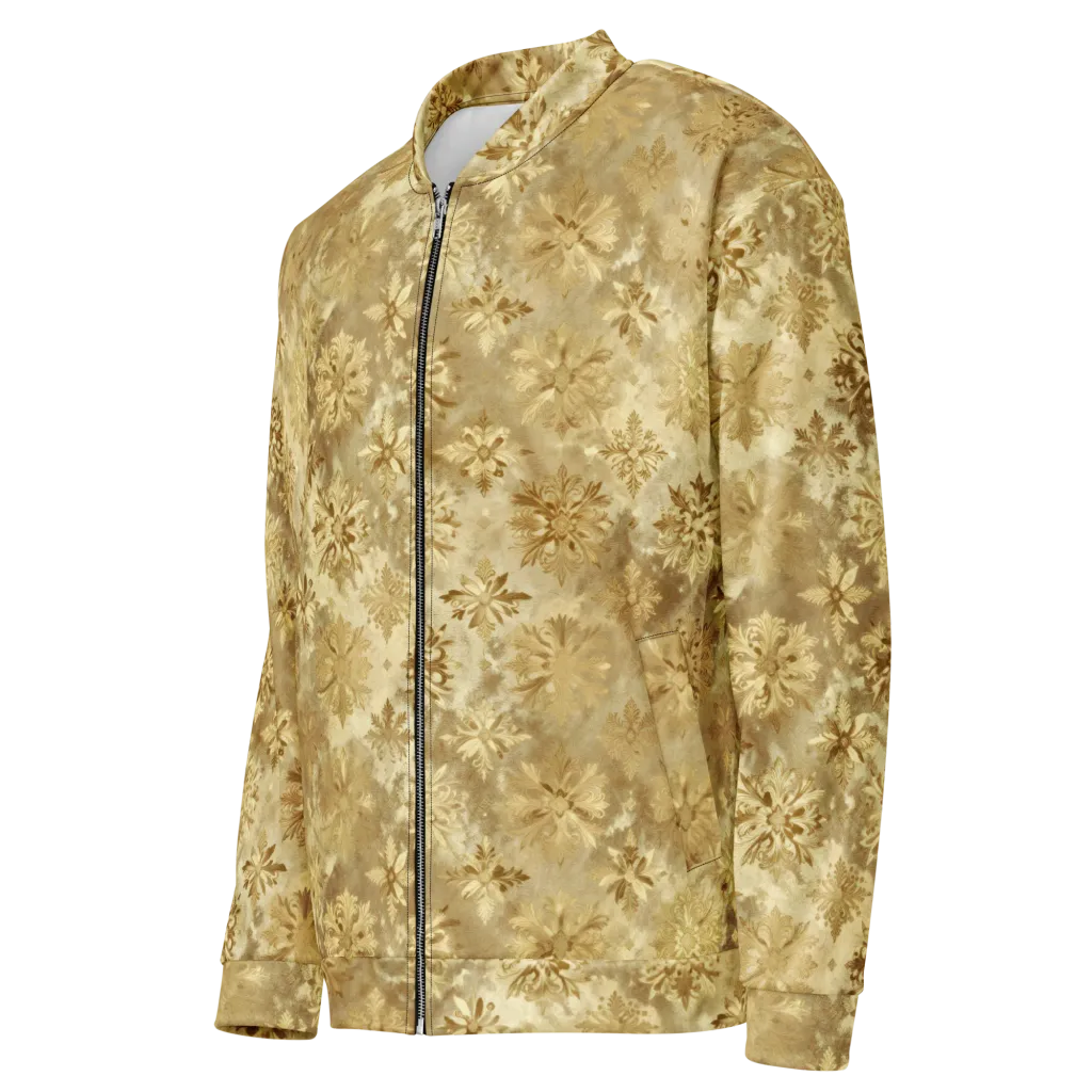 Champagne Damask on Bomber Jacket — Left Front