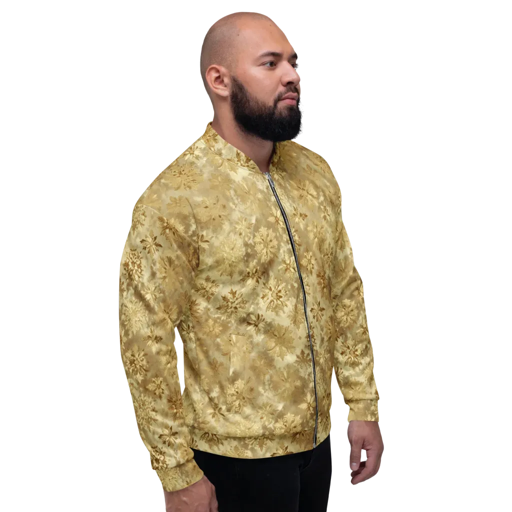 Champagne Damask on Bomber Jacket — Right