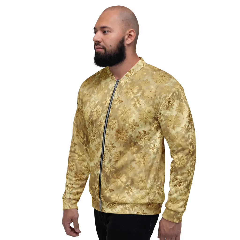 Champagne Damask on Bomber Jacket — Left