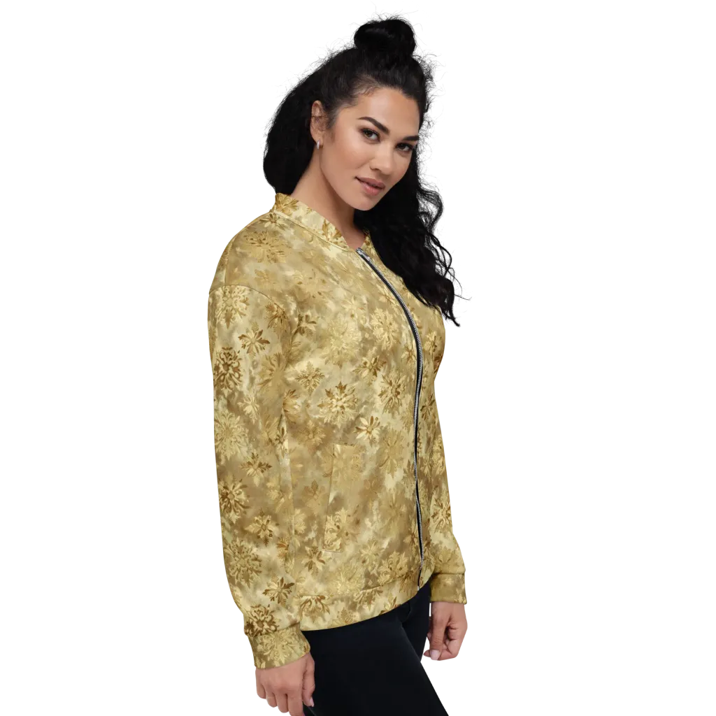 Champagne Damask on Bomber Jacket — Right