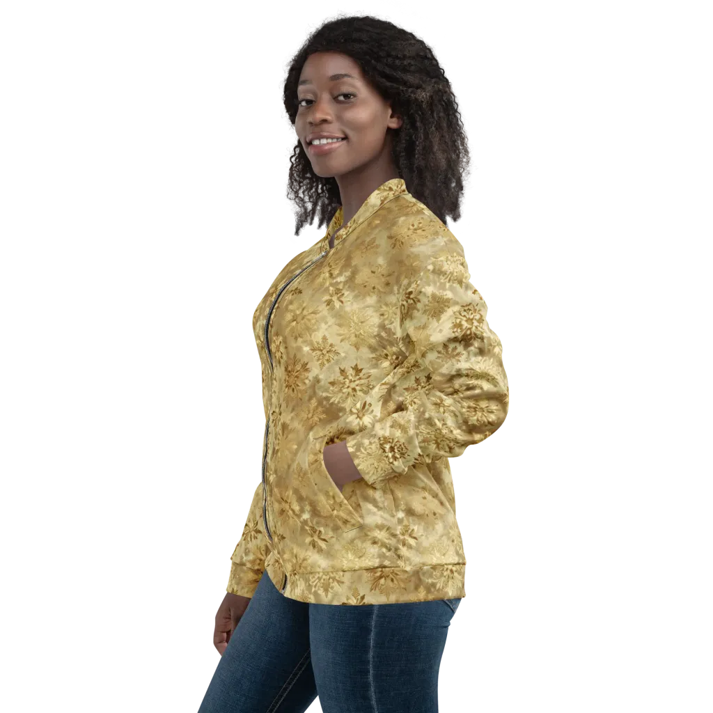 Champagne Damask on Bomber Jacket — Left
