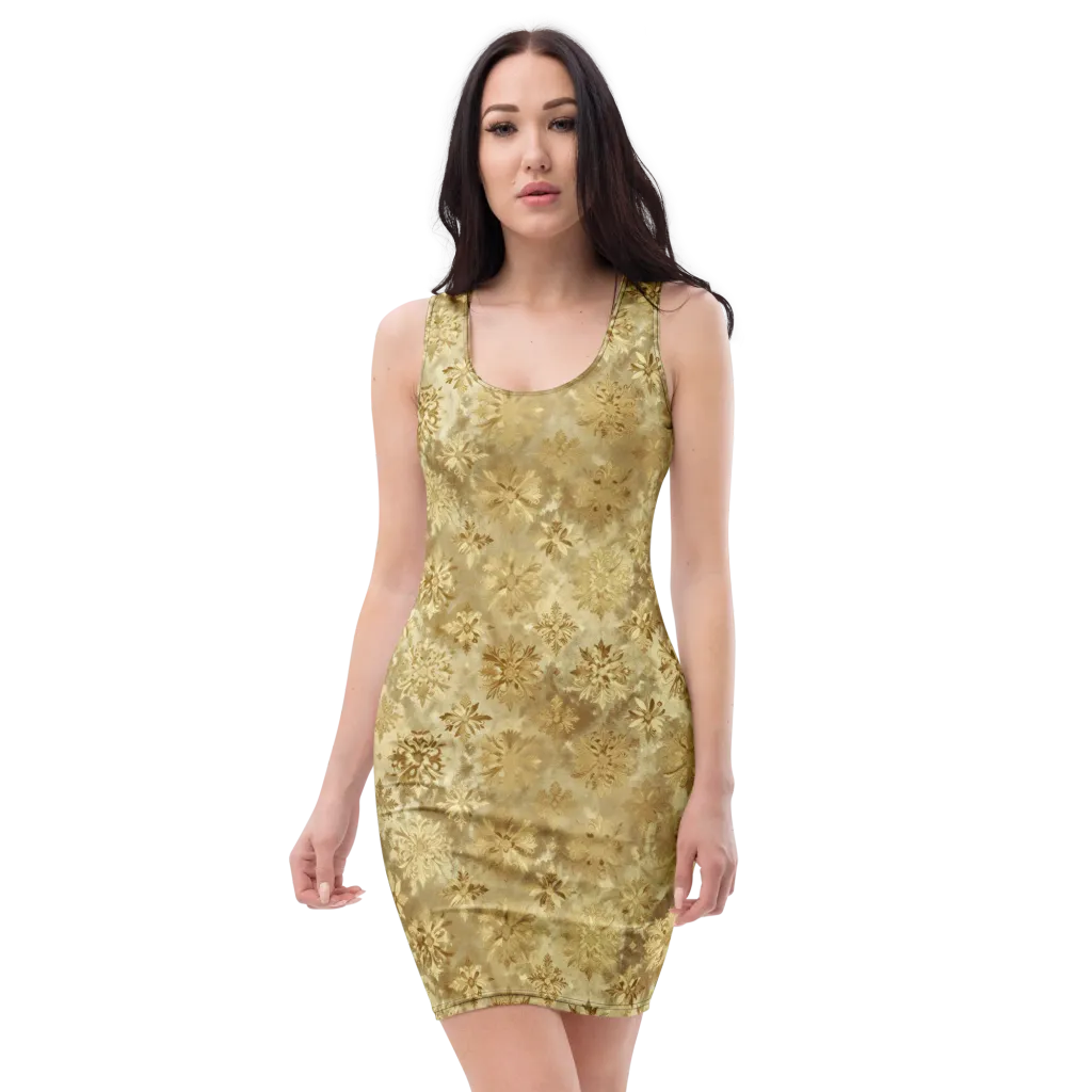 Champagne Damask on Bodycon Dress — Front