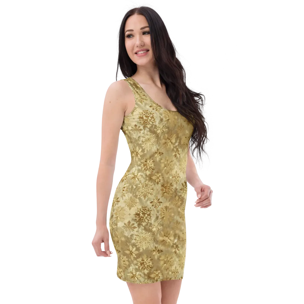 Champagne Damask on Bodycon Dress — Right Front