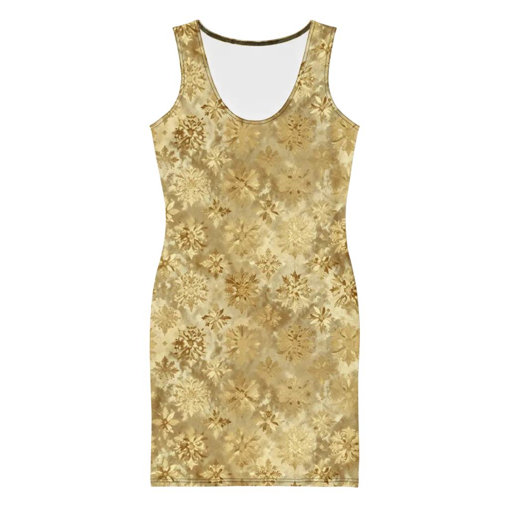 Champagne Damask on Bodycon Dress — Front