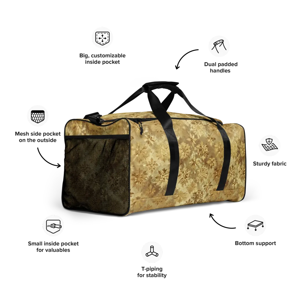 Champagne Damask on Duffle Bag — Right Front