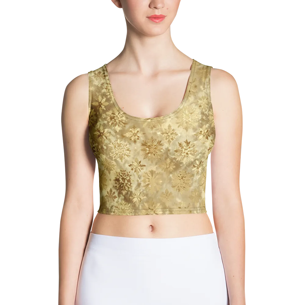 Champagne Damask on Crop Top — Front