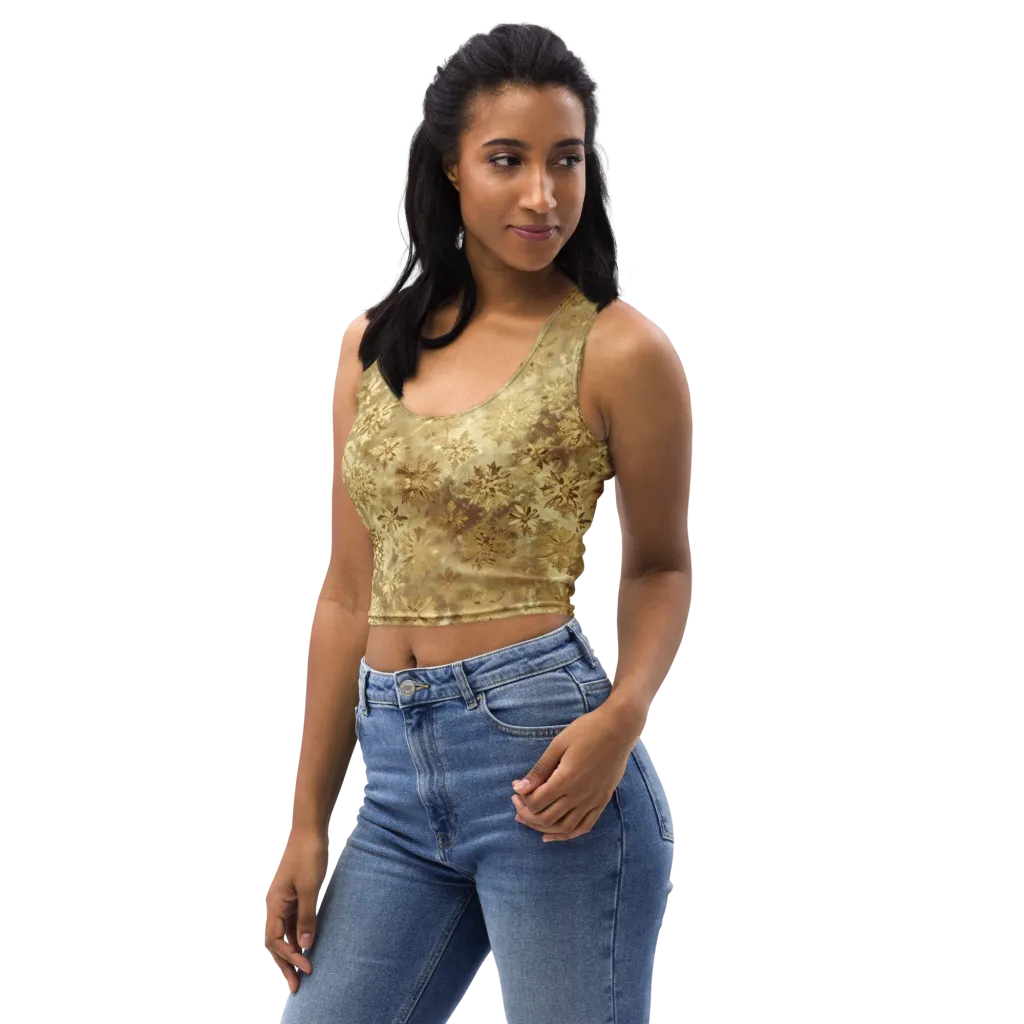 Champagne Damask on Crop Top — Left Front