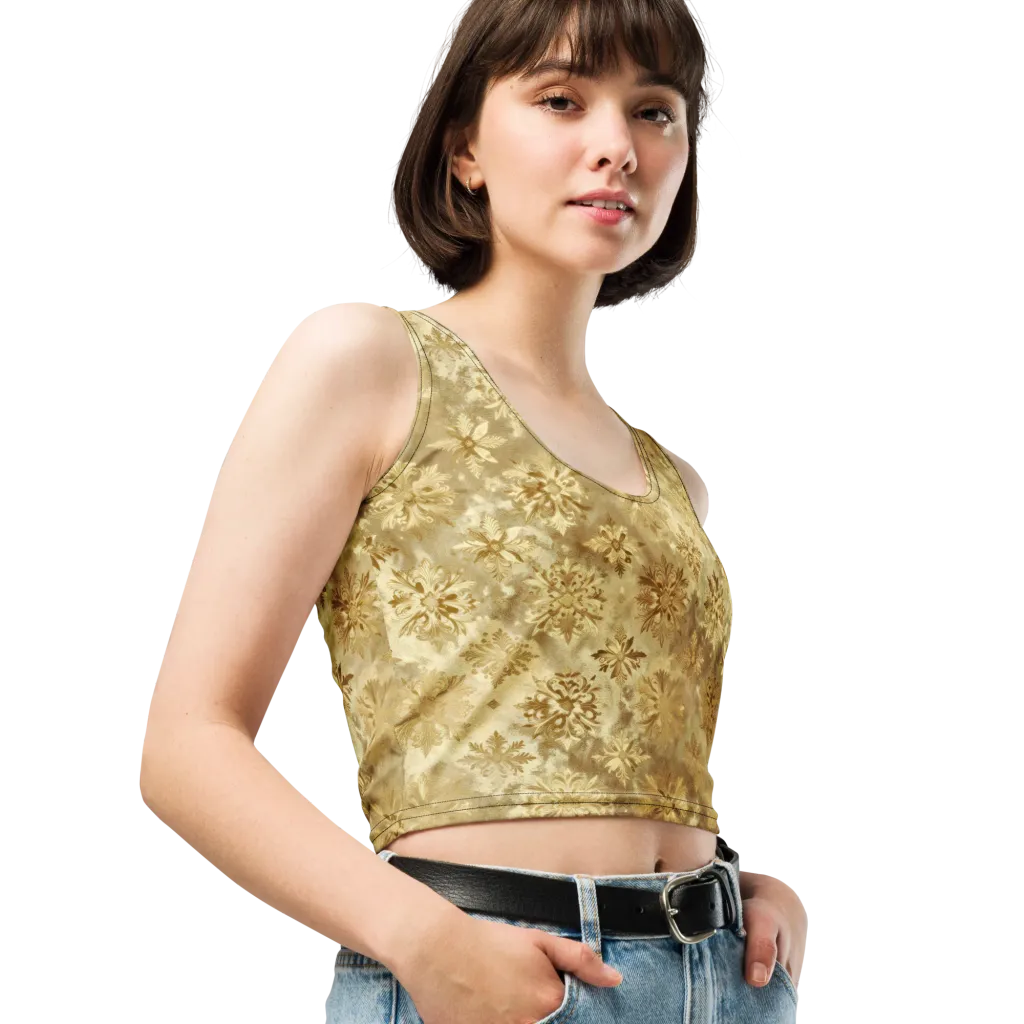 Champagne Damask on Crop Top — Right Front