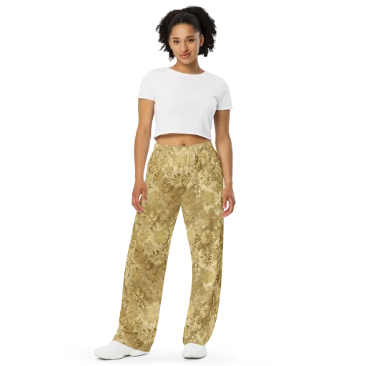 Champagne Damask on a Wide-Leg Pants