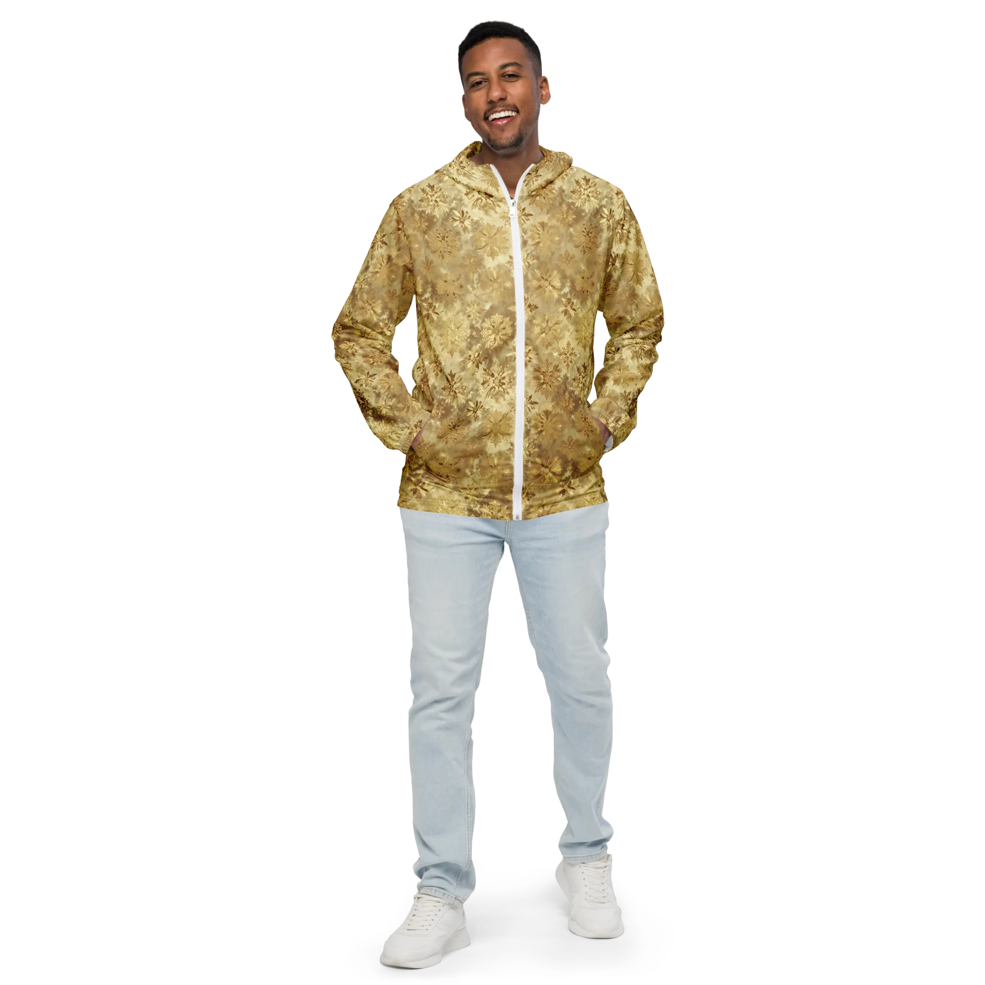 Champagne Damask on Men's Windbreaker — Front