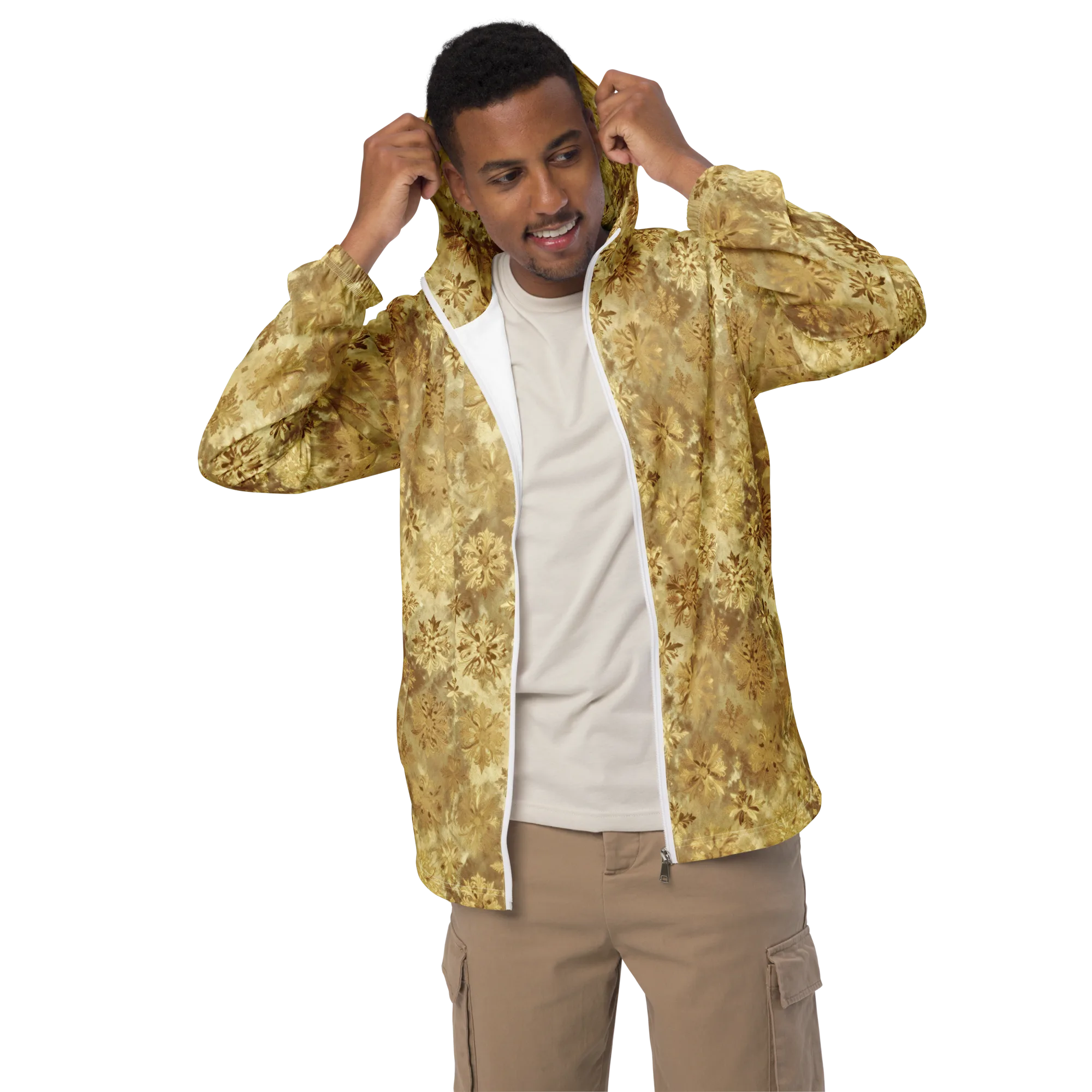 Champagne Damask on Men's Windbreaker — Front