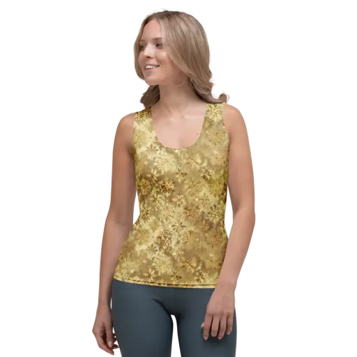 Champagne Damask on a Women's Tank Top