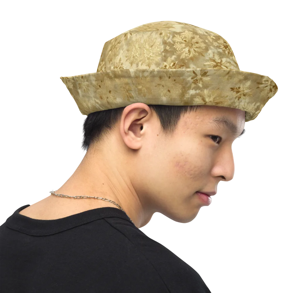 Champagne Damask on Reversible Bucket Hat — Right Outside