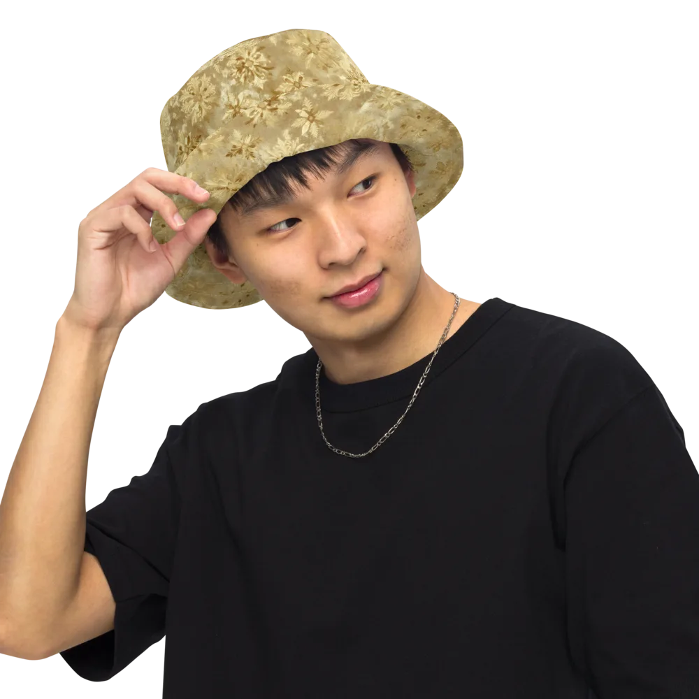 Champagne Damask on Reversible Bucket Hat — Front Inside