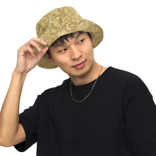 Champagne Damask on a Reversible Bucket Hat