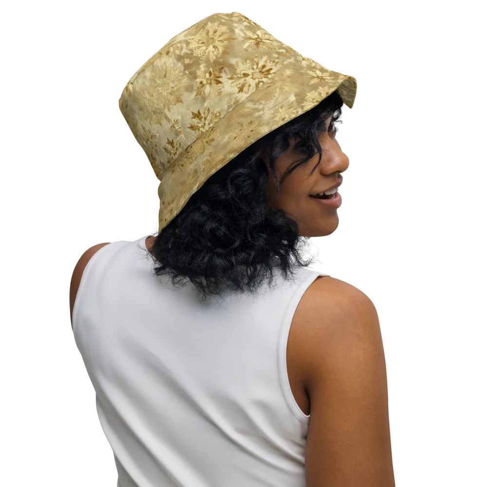 Champagne Damask on Reversible Bucket Hat — Right Outside