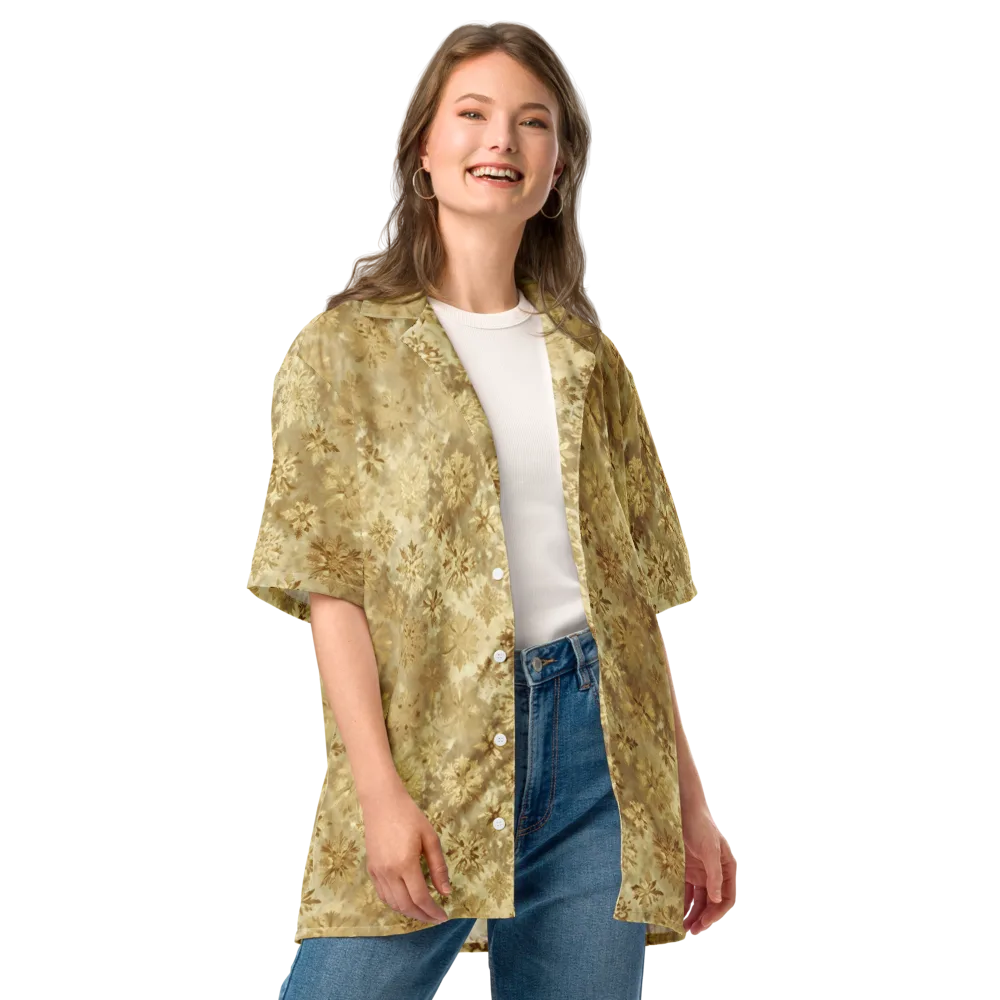 Champagne Damask on Button Shirt — Front