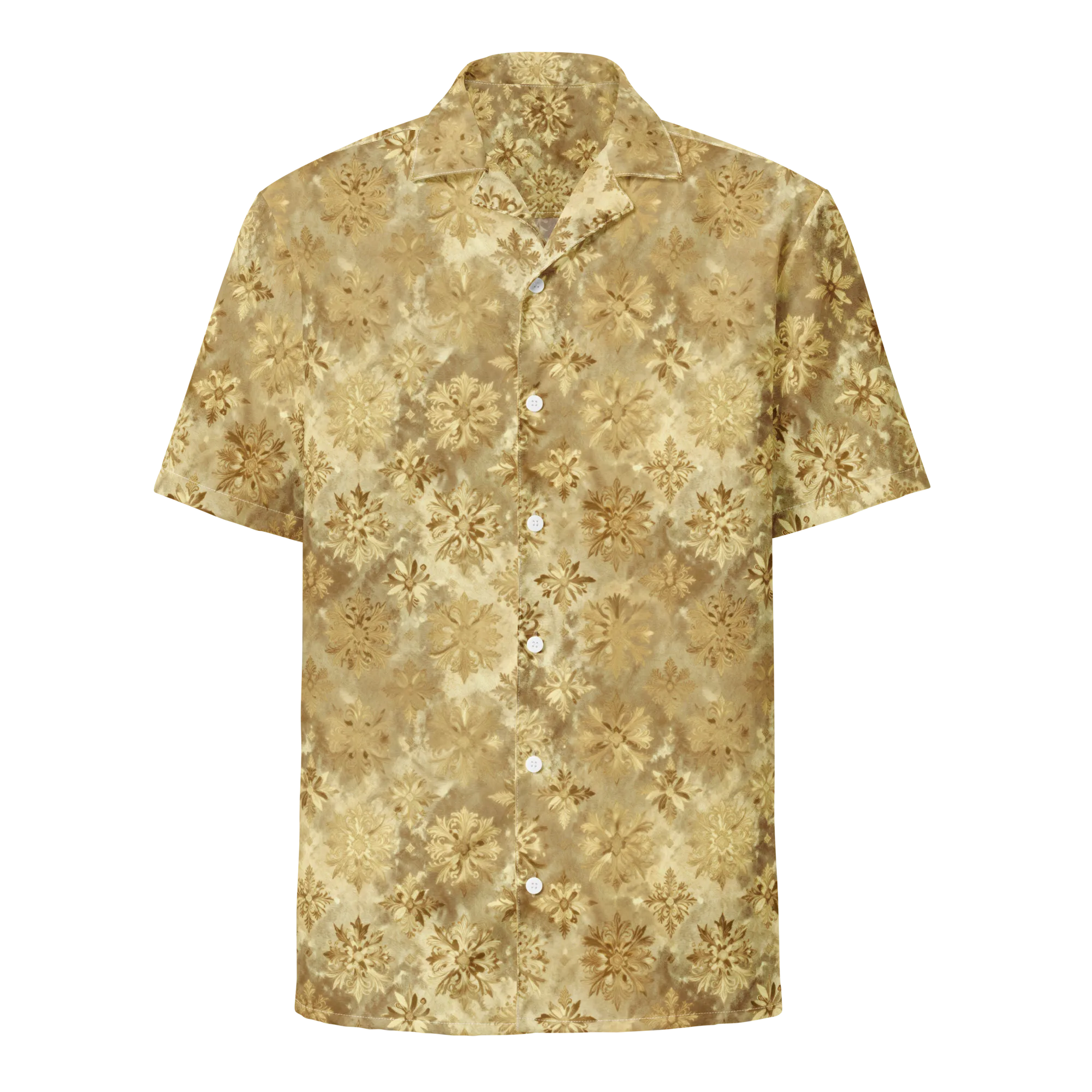 Champagne Damask on Button Shirt — Front