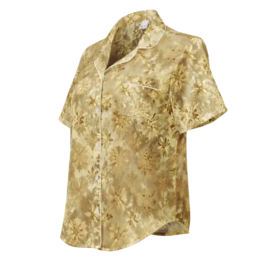 Champagne Damask on a Women's Short Sleeve Pajama Top