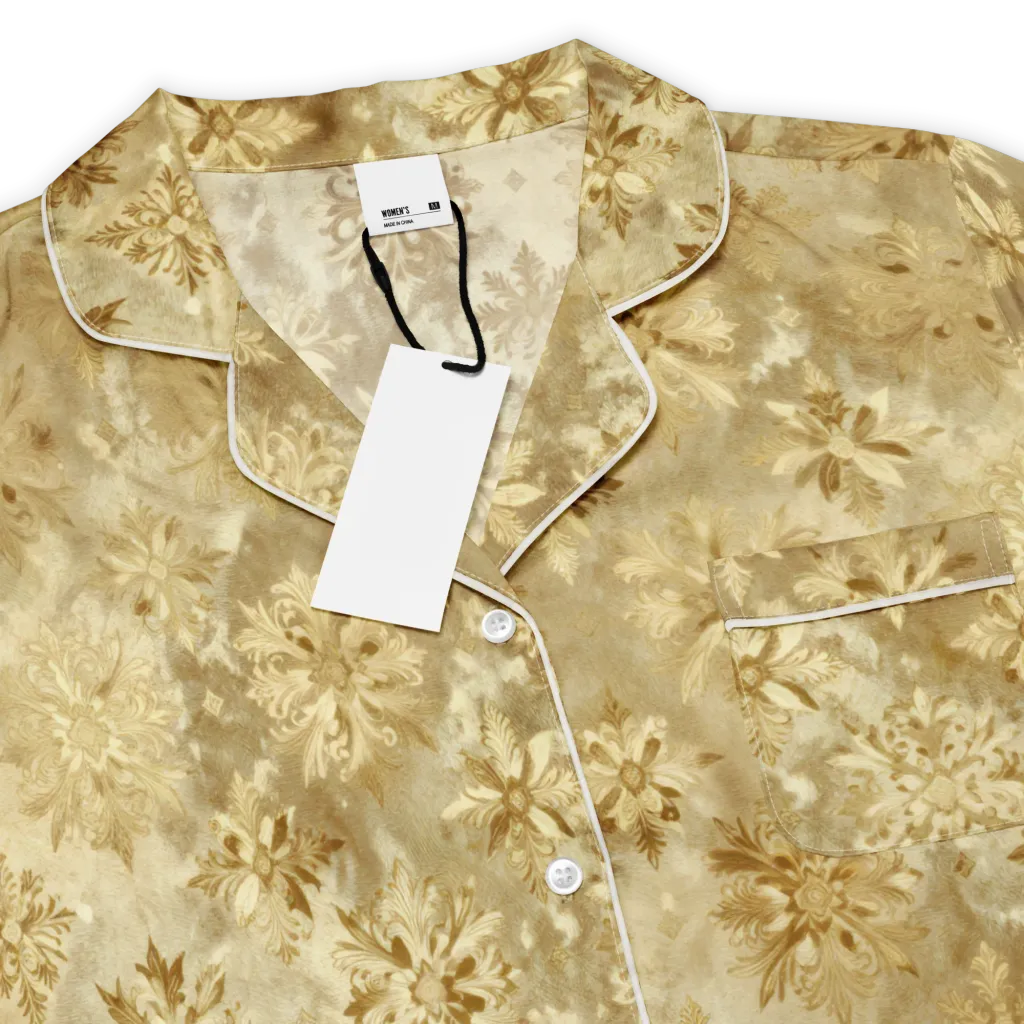 Champagne Damask on Women's Short Sleeve Pajama Top — Product details