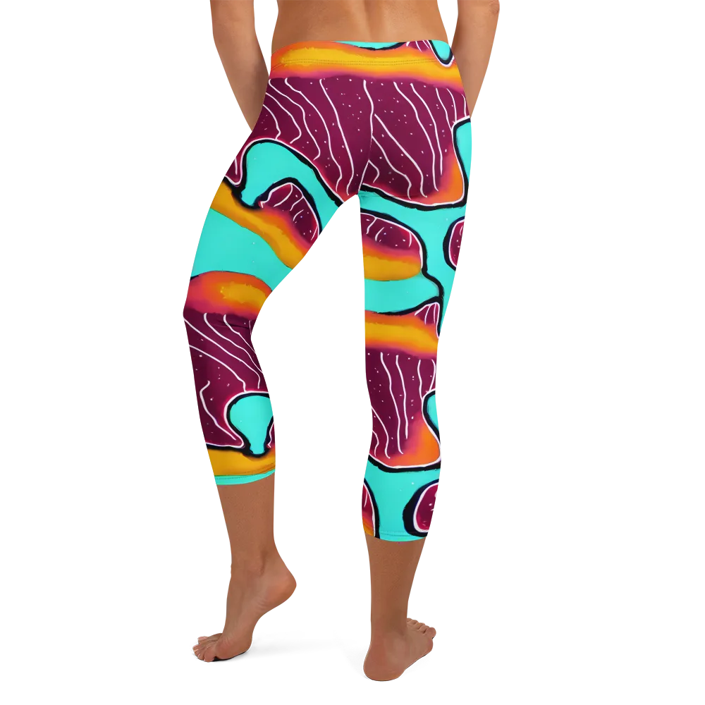 Aqua Heat on Capri Leggings — Back