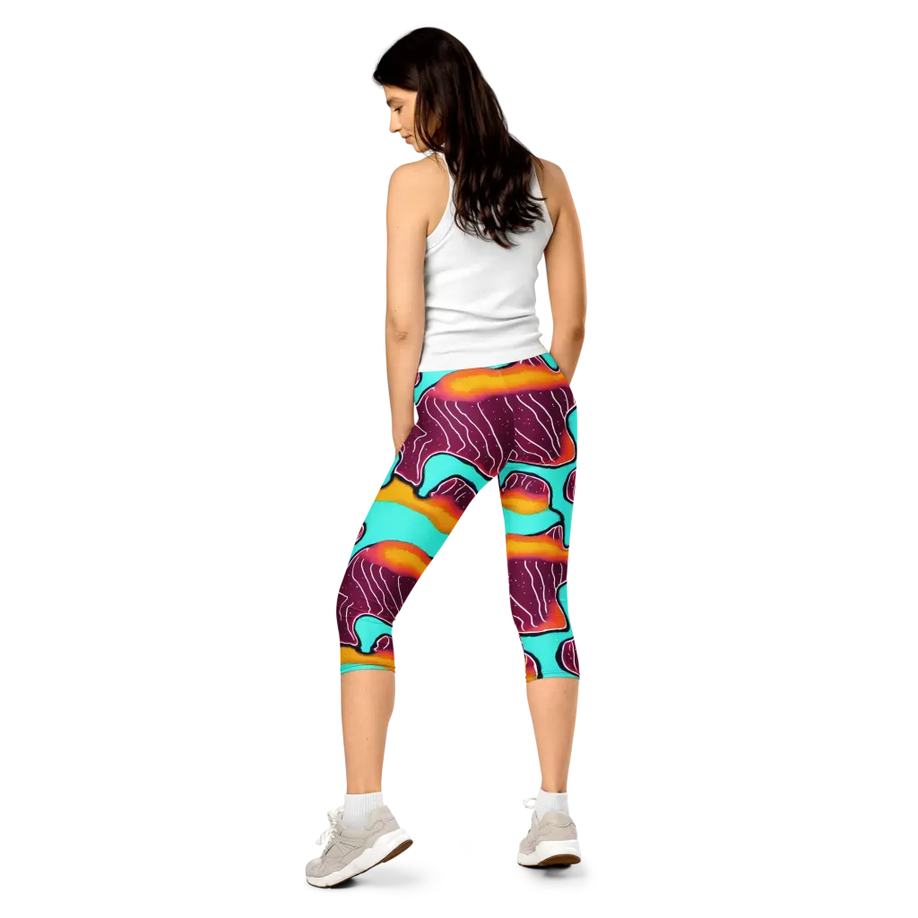 Aqua Heat on Capri Leggings — Back
