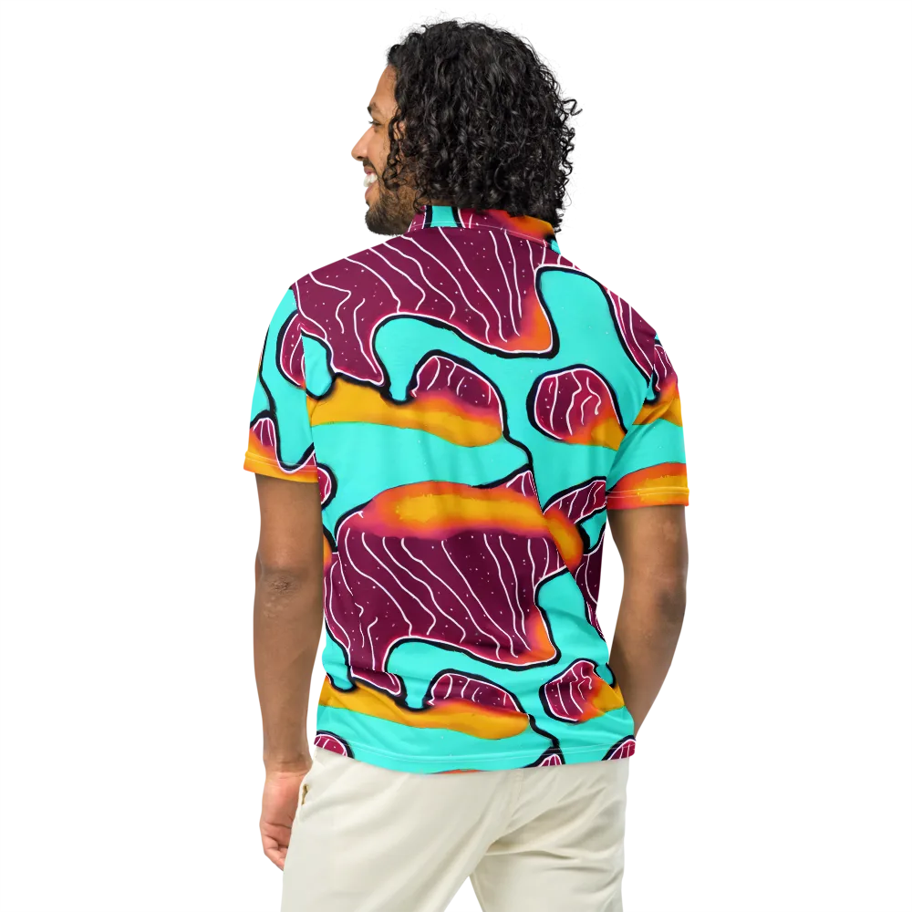 Aqua Heat on Men's Slim Fit Polo Shirt — Back