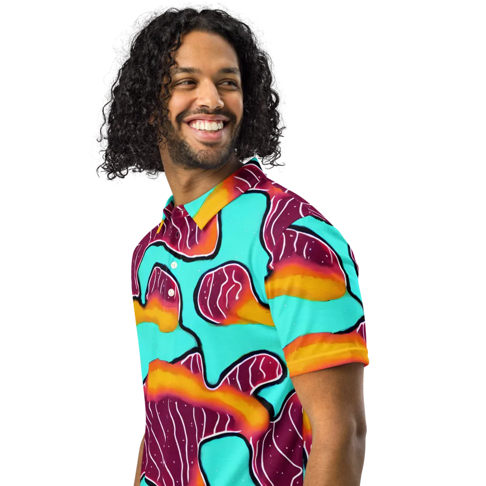 Aqua Heat on Men's Slim Fit Polo Shirt — Left Front