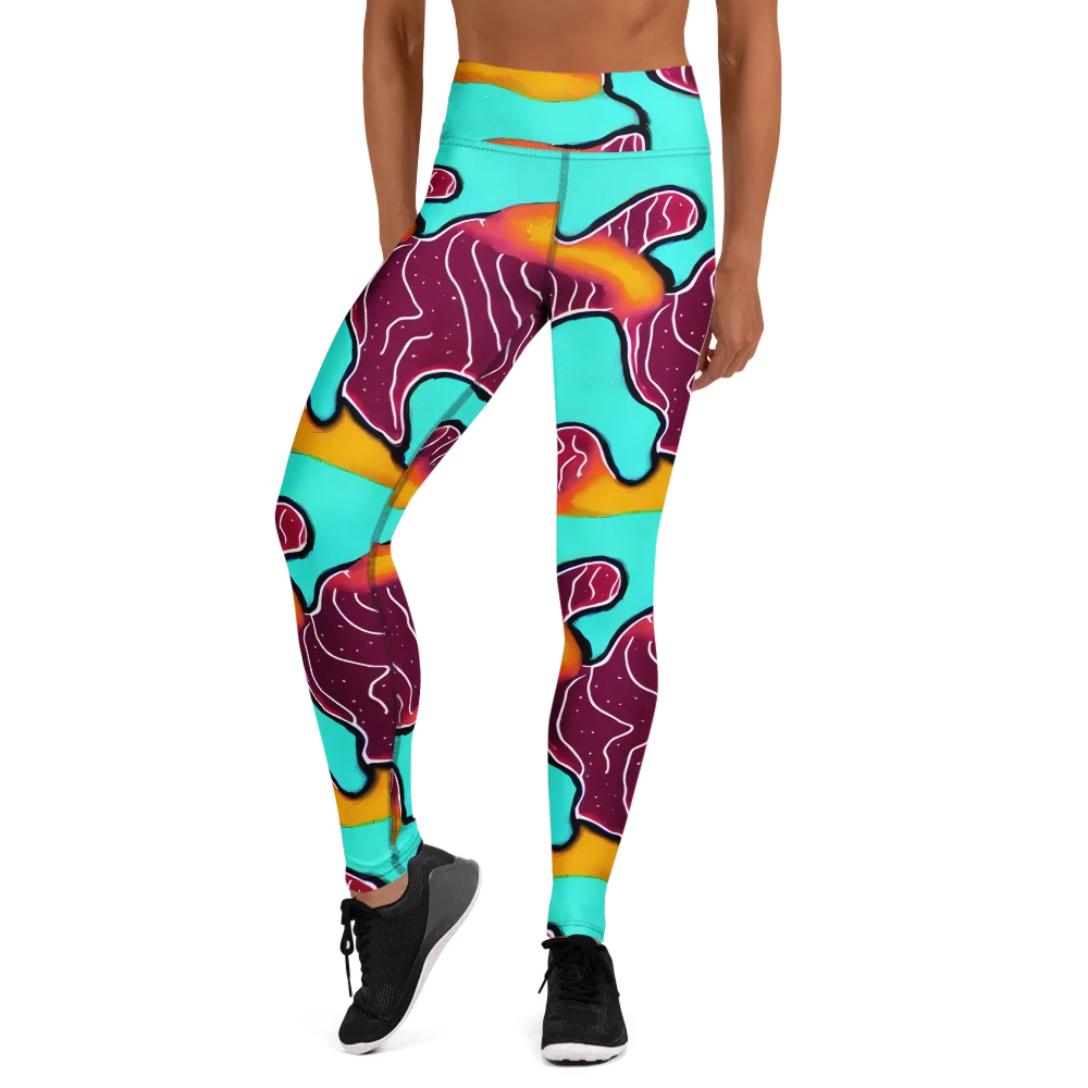 Aqua Heat on Yoga Leggings — Front