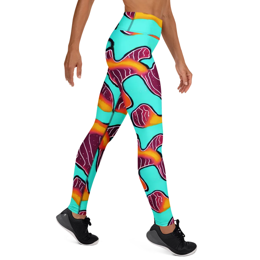 Aqua Heat on Yoga Leggings — Right