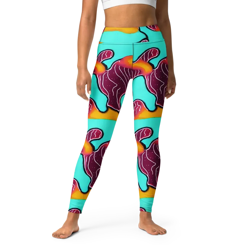 Aqua Heat on Yoga Leggings — Front