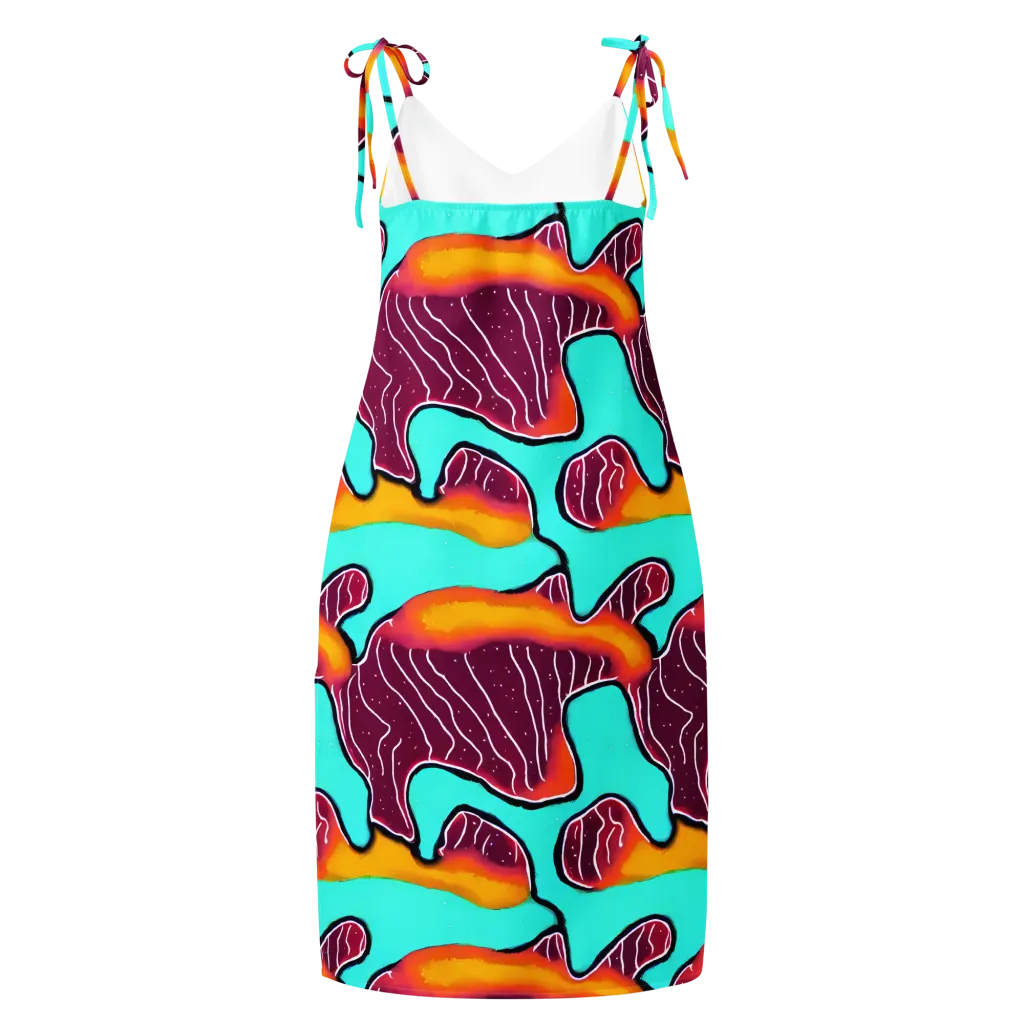 Aqua Heat on Slip Dress — Back