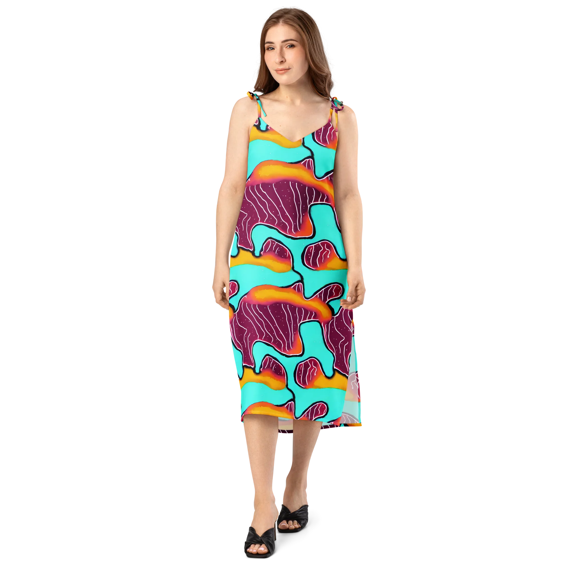 Aqua Heat on Slip Dress — Front