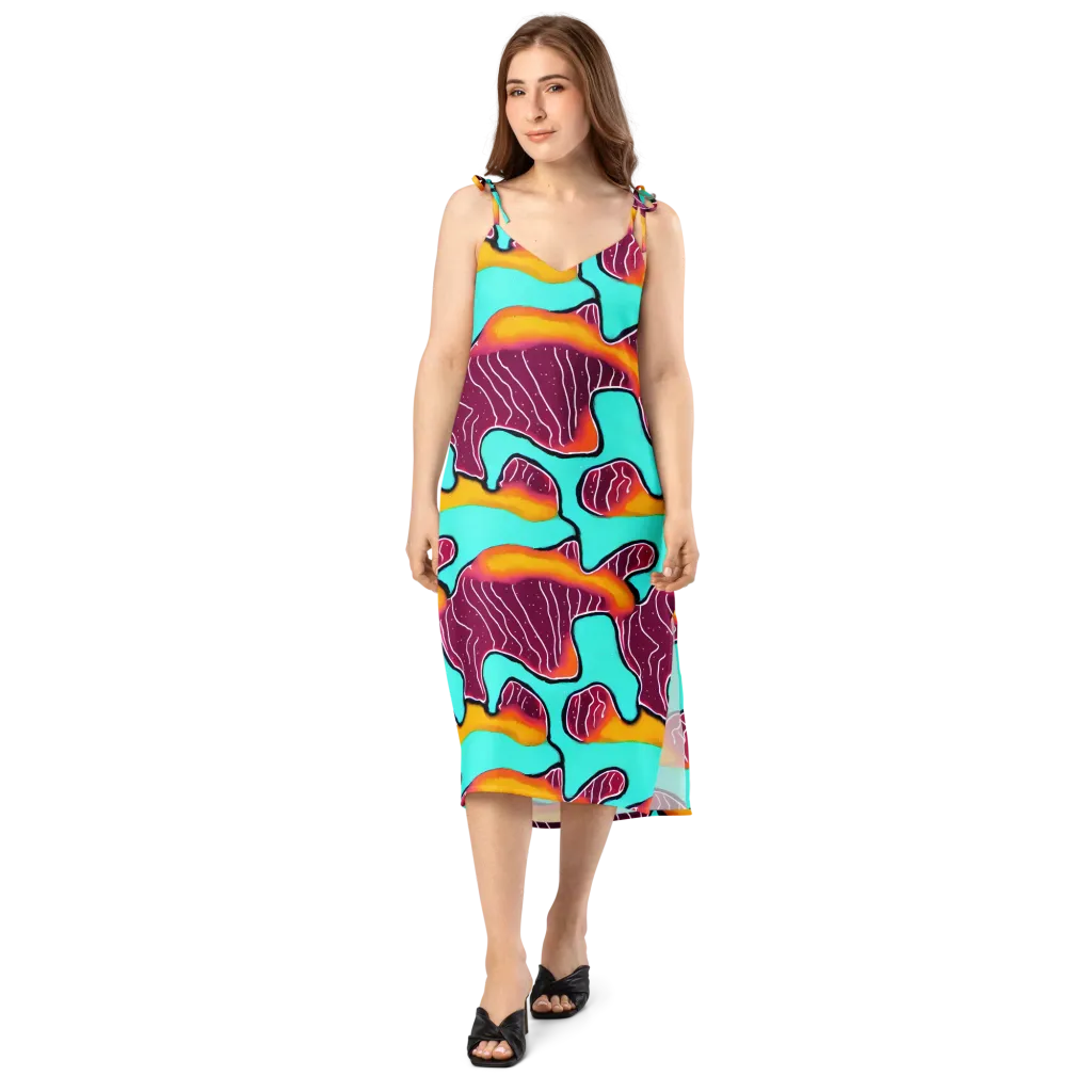 Aqua Heat on Slip Dress — Front