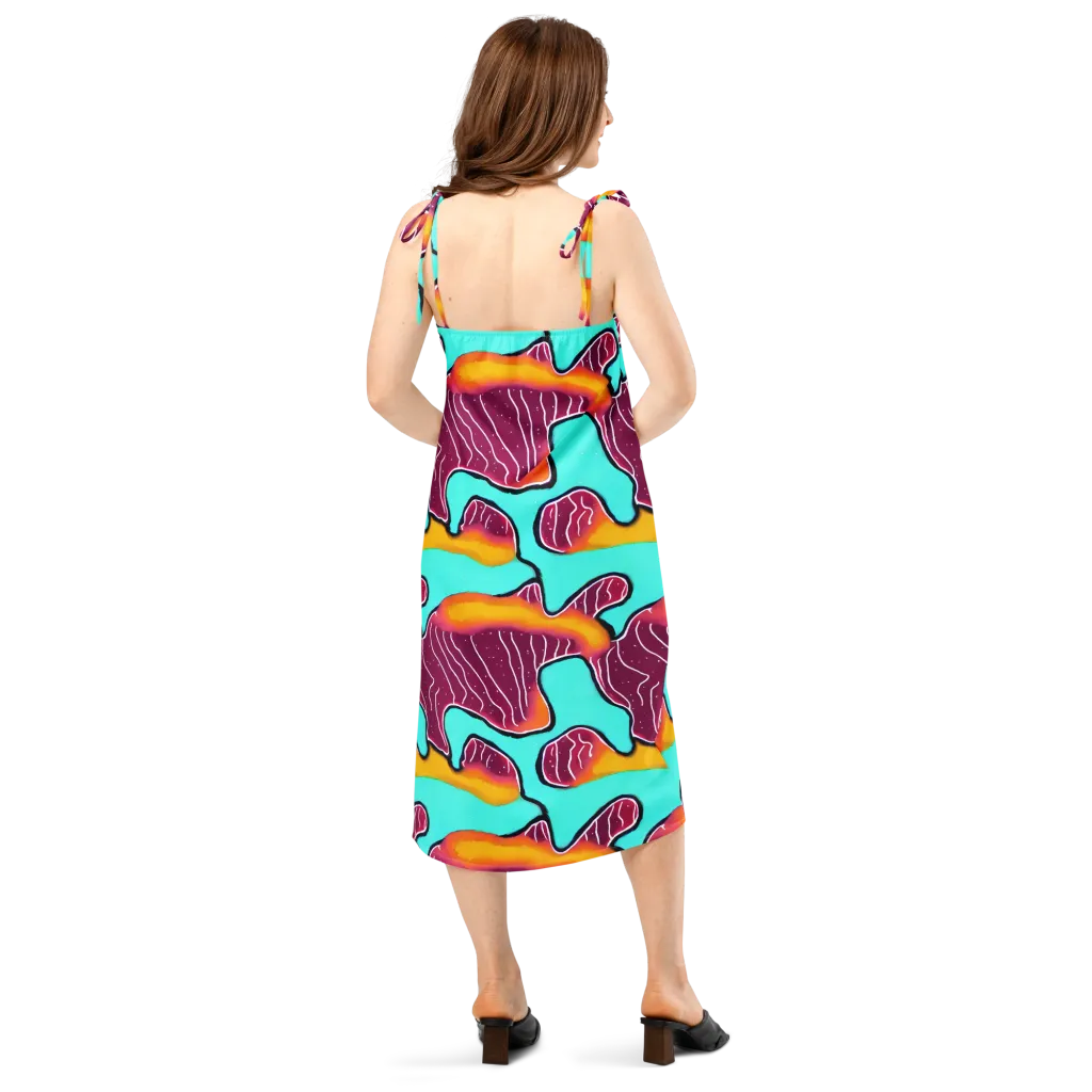 Aqua Heat on Slip Dress — Back