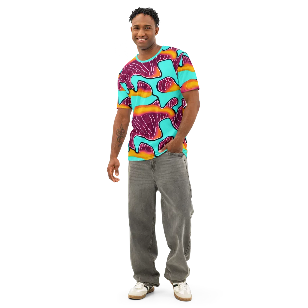 Aqua Heat on Men's Cotton Crew Neck T-Shirt — Front