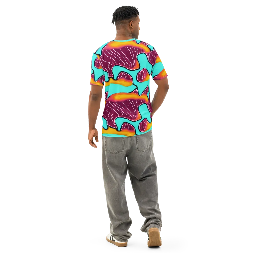 Aqua Heat on Men's Cotton Crew Neck T-Shirt — Back