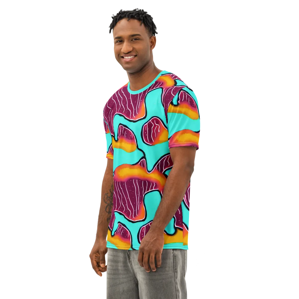 Aqua Heat on Men's Cotton Crew Neck T-Shirt — Left Front