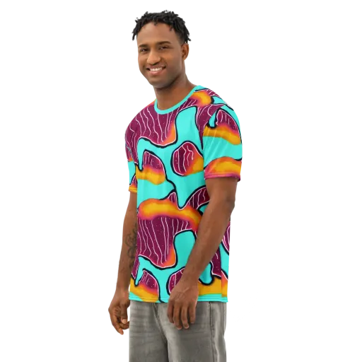 Aqua Heat on a Men's Cotton Crew Neck T-Shirt