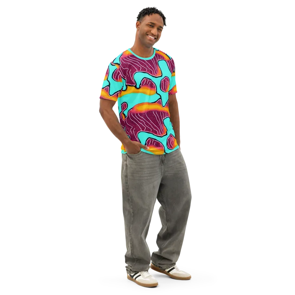 Aqua Heat on Men's Cotton Crew Neck T-Shirt — Right Front