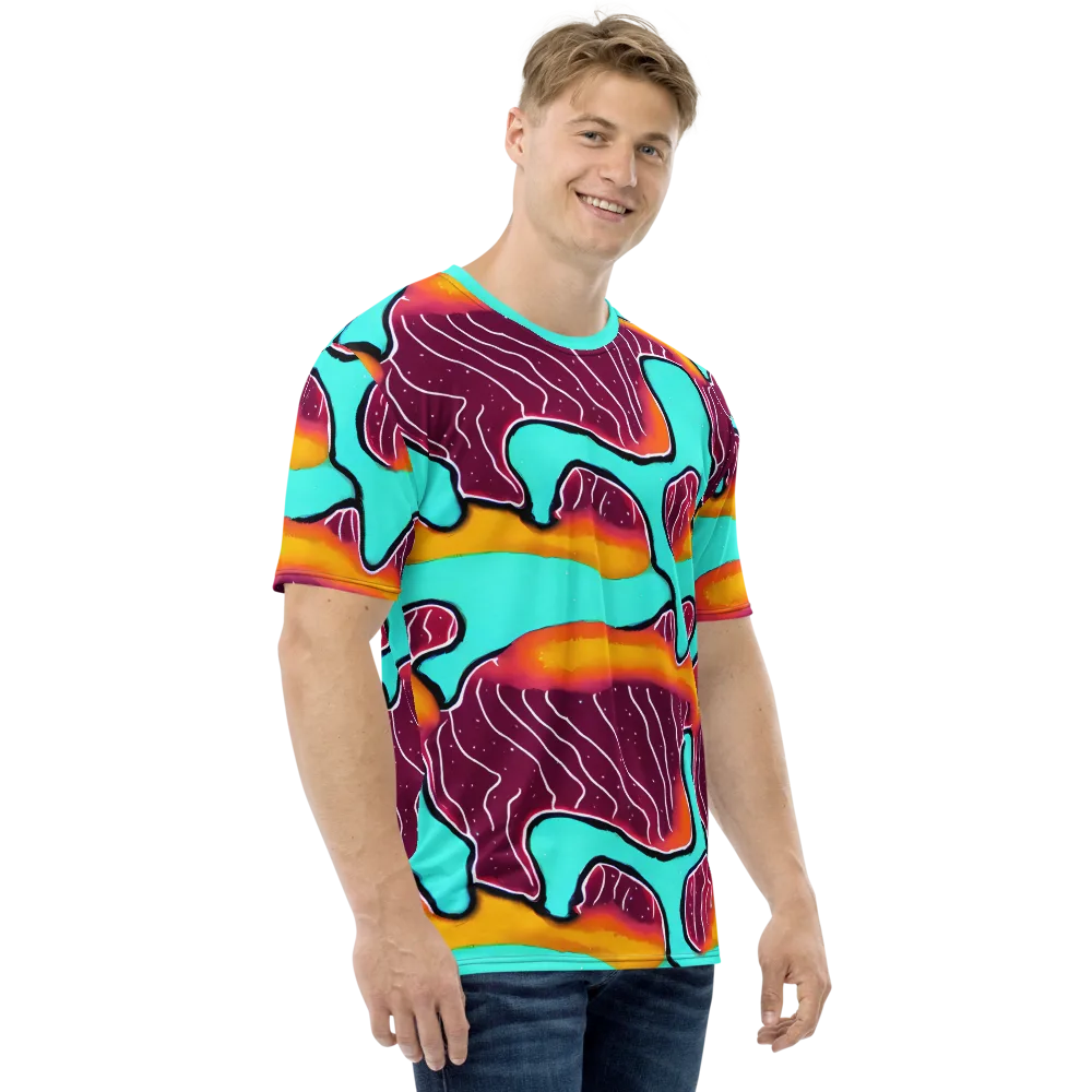 Aqua Heat on Men's Crew Neck T-Shirt — Right