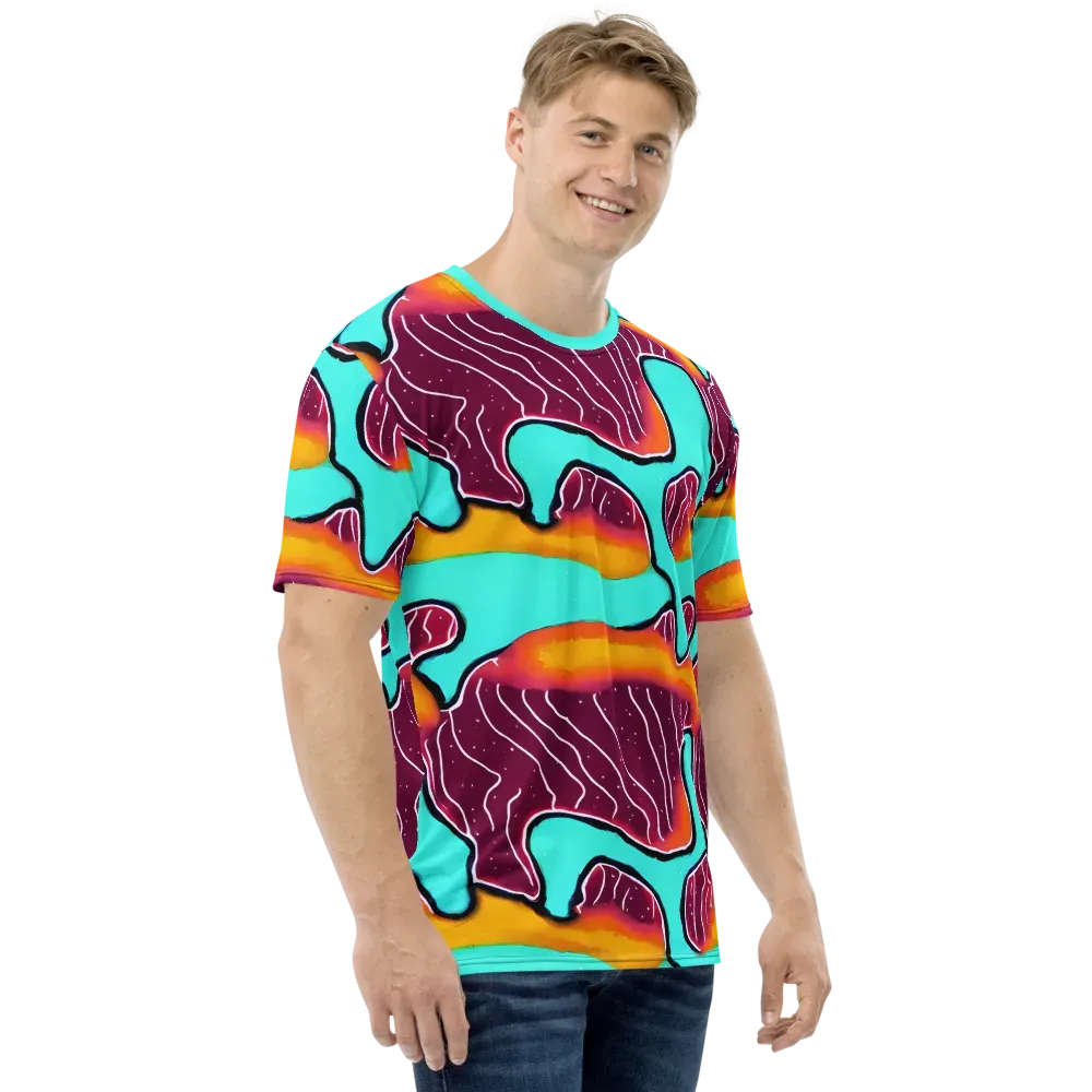 Aqua Heat on Men's Crew Neck T-Shirt — Right