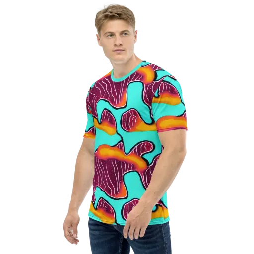 Aqua Heat on a Men's Crew Neck T-Shirt