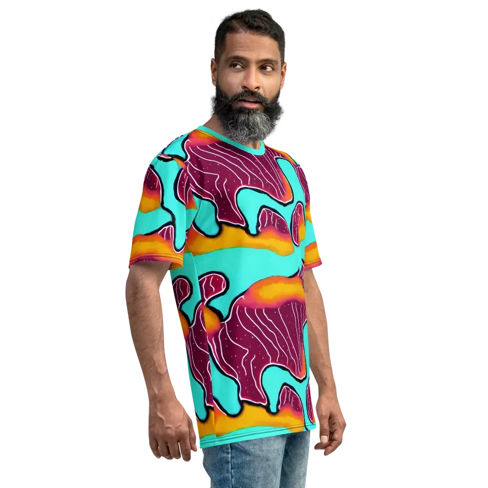 Aqua Heat on Men's Crew Neck T-Shirt — Right