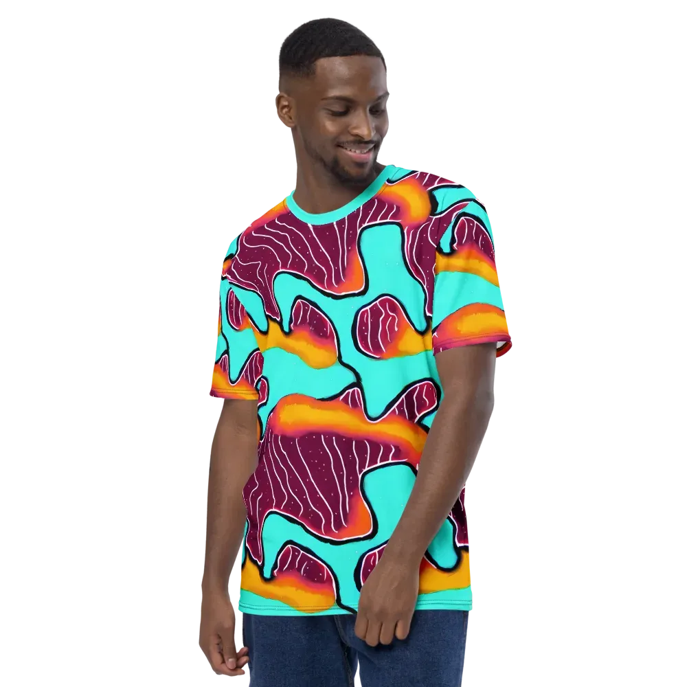 Aqua Heat on Men's Crew Neck T-Shirt — Left